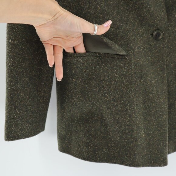 Caslon Silk Wool Overcoat Womens 8P Green Rich Auntie Core Quiet Luxury Academia - Picture 7 of 10